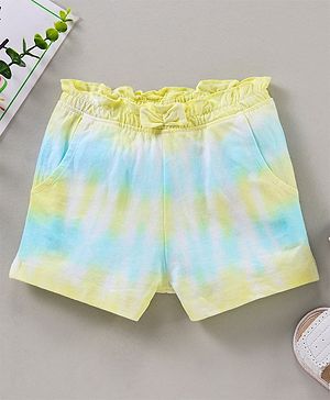 Babyhug Above Knee Length Shorts With Bow - Blue Yellow