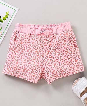 Babyhug Above Knee Length Shorts With Bow - Pink