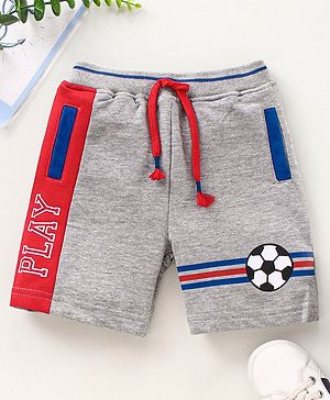 Babyhug Mid Thigh Shorts Football Print - Grey