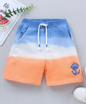 Babyhug Cotton Shorts Tie Dye Print - Coral White Blue