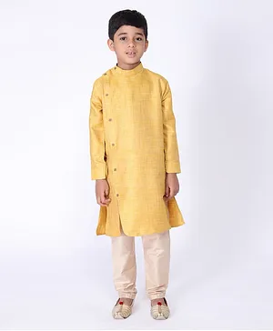 Tabard Full Sleeves Solid Ethnic Kurta - Yellow