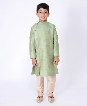 Tabard Full Sleeves Solid Ethnic Kurta - Green