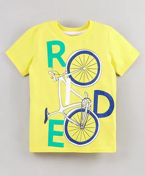 Under Fourteen Only Half Sleeves Cycle Print T Shirt - Yellow