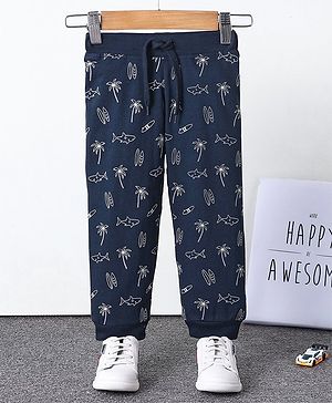 Babyhug Full Length Lounge Pant Multi Print - Navy