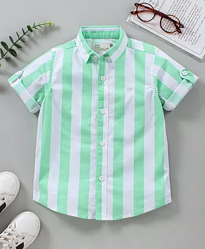 JASH KIDS Half Sleeves Striped Shirt - Green