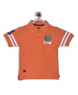 612 League Half Sleeves League Football Print Polo Tee - Orange
