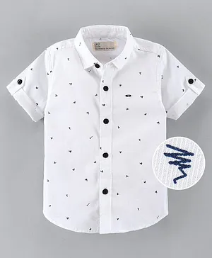 Jash Kids Half Sleeves Cotton Printed Shirt - White