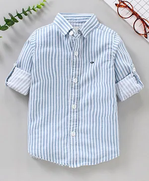 Jash Kids Full Sleeves Cotton Striped Shirt - Blue White