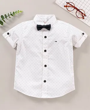 Jash Kids Half Sleeves Shirt Small Dots Printed - White