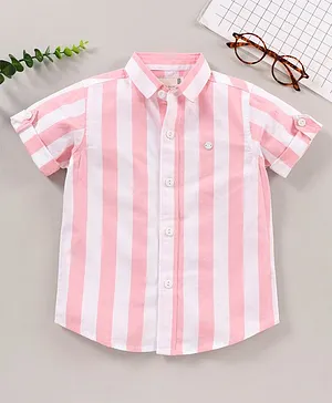 Jash Kids Half Sleeves Shirts Striped - Pink White