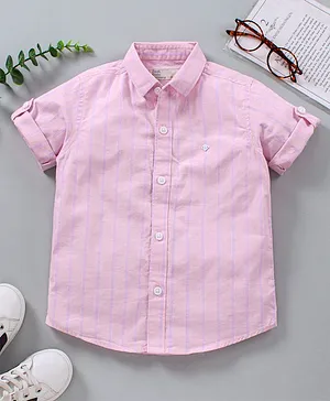 JASH KIDS Half Sleeves Striped Shirt - Pink