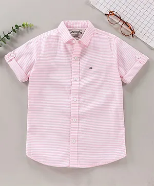 Jash Kids Half Sleeves Cotton Striped Shirt - Pink