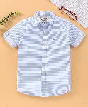 Jash Kids Half Sleeves Cotton Striped Shirt - Blue