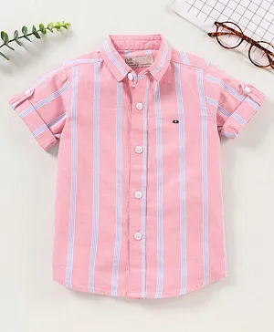 Jash Kids Half Sleeves Shirts Striped - Pink