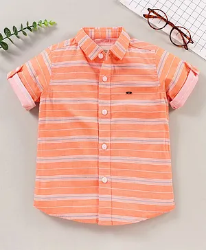 Jash Kids Half Sleeves Shirt Striped - Orange