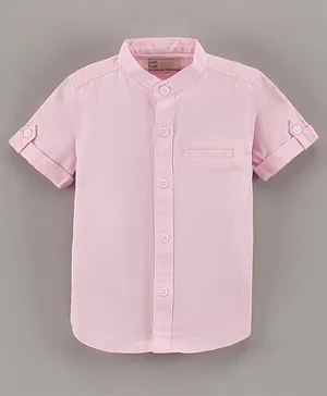 Jash Kids Half Sleeves Woven Cotton Solid Color Shirt - Pink