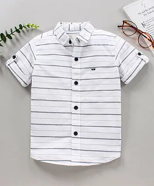 Jash Kids Half Sleeves Cotton Striped Shirt - White