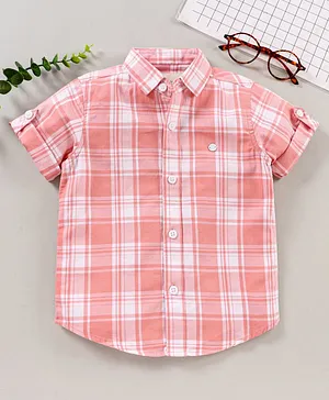 Jash Kids Half Sleeves Checks Shirt - Peach
