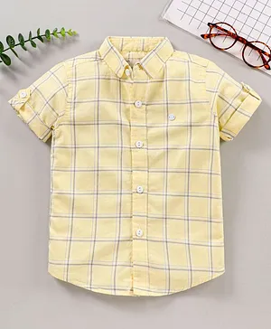 Jash Kids Half Sleeves Shirts Checks - Yellow
