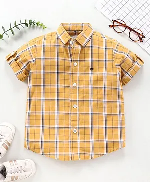 Jash Kids Half Sleeves Checks Shirt - Yellow