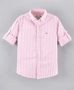 Jash Kids Full Sleeves Cotton Shirt Striped - Pink
