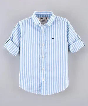 Jash Kids Full Sleeves Cotton Shirt Striped - Blue