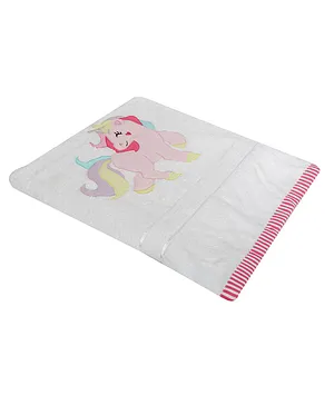 Polkas & Stripes Bath Towel Unicorn Design - White