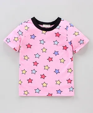 CrayonFlakes Half Sleeves Stars Printed Tee - Pink