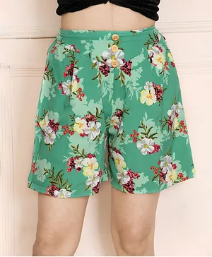 Lilpicks Couture Floral Print Shorts - Green