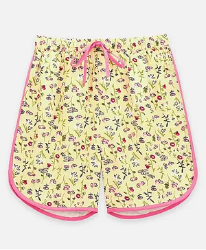 Lilpicks Couture Floral Print Shorts - Lemon Yellow