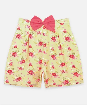 Lilpicks Couture Floral Print Shorts - Yellow