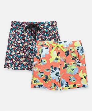 Lilpicks Couture Pack Of 2 Floral Print Shorts - Multi Colour