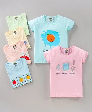 KandyFloss by Amul Half Sleeves T-Shirts Multi Print Pack Of 6 - Multicolor