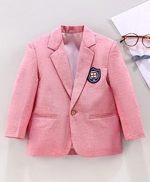 Rikidoos Full Sleeves Self Design Blazer - Pink