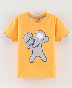 OJOS Half sleeves Tshirt Koala Print- Yellow