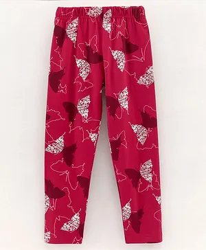 Doreme Ankle length Lounge Pant Butterfly Print - Red