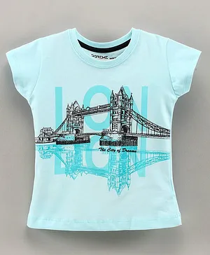 Doreme Short Sleeves Top London Bridge Print - Blue