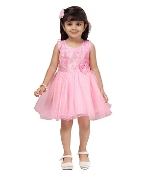 Aarika Sleeveless Flower Embroidered Dress - Light Pink