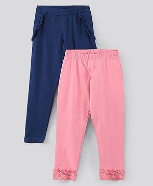 Pine Kids Organic Ankle Length Solid Legging Pack of 2 - Blue Pink