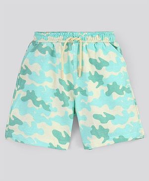 Pine Kids Knitted Bio Wash Shorts Camo Print - Blue