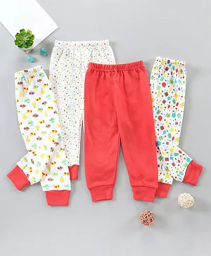 BUMZEE Pack Of 4 Seamless Star & Gift Boxes With Hot Air Balloon Printed Pyjamas - Red & White