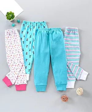 BUMZEE Pack Of 4 Striped & All Over Mouse & Gift Boxes Printed Pyjamas - Blue & Pink