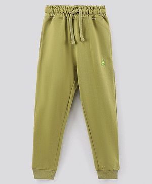 Pine Kids Full Length Biowashed & Solid Trackpants - Olive Green