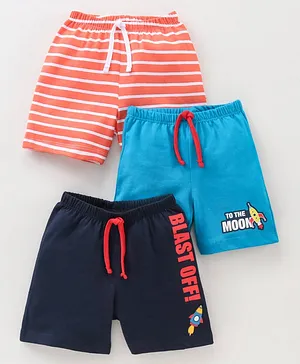 Babyhug Knit Shorts Printed Pack of 3- Multicolor