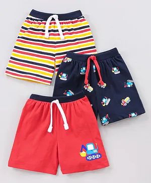Babyhug Cotton Shorts Printed Pack of 3- Multicolor