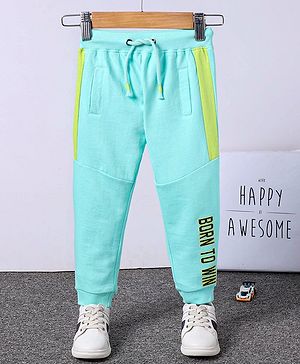 Babyhug Cotton Knit Lounge and Track Pant Printed - Light Blue
