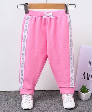 Babyhug Full Length Lounge Pant Text Print - Pink