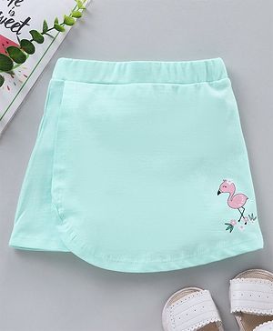 Babyhug Knee Length Skirt Flamingo Print - Blue