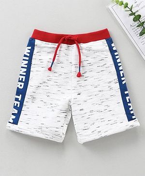 Babyhug Knit Shorts Text Print - White