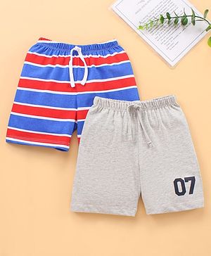 Babyhug Knee Length Shorts Pack of 2 - Blue Grey
